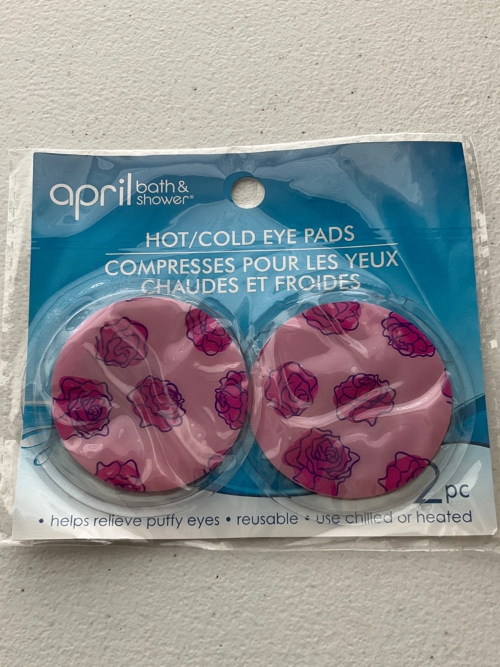 April Bath & Shower Pink Rose Hot/Cold Eye Pads - 2 Pack